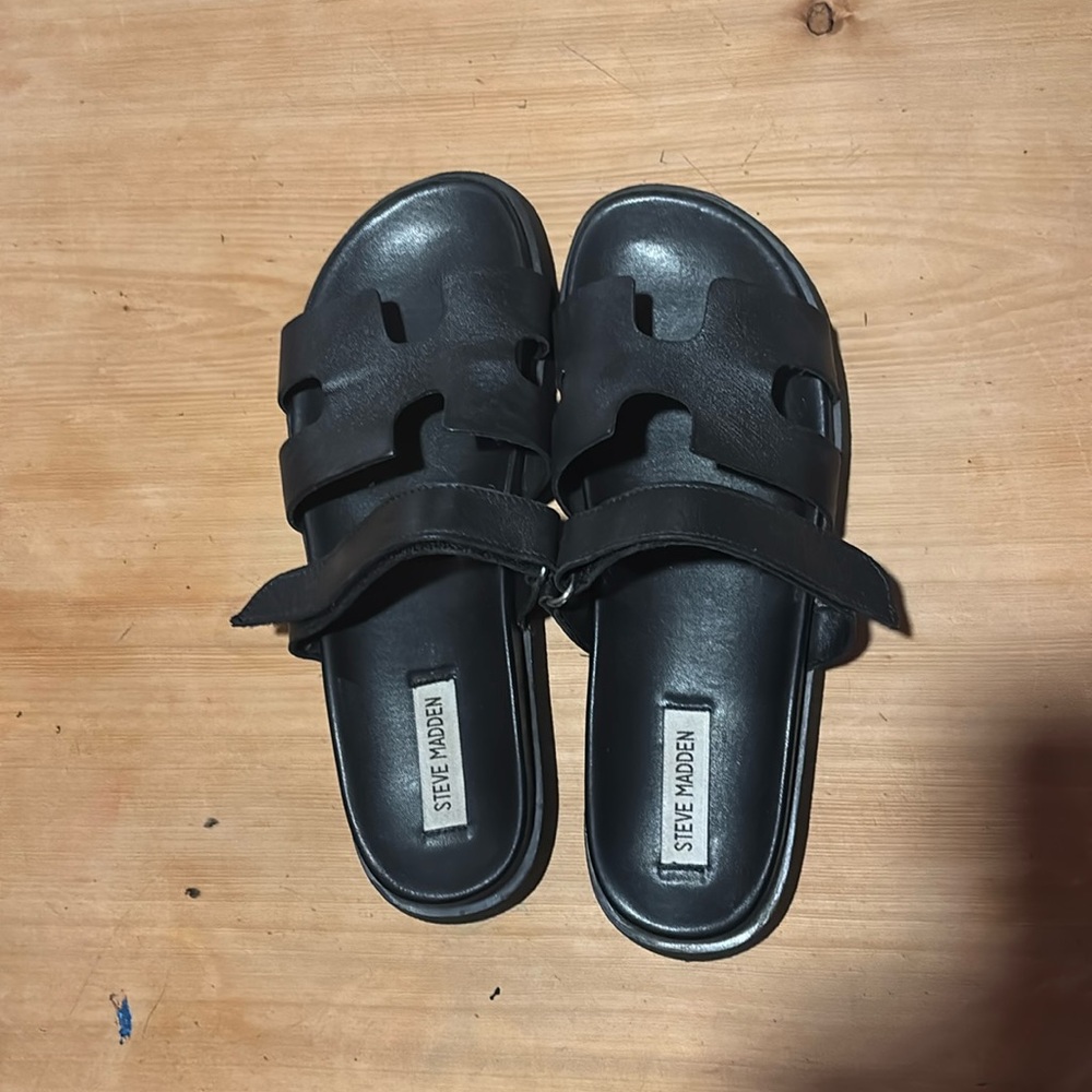 Steve Madden Mayven leather sandals, black, size 10